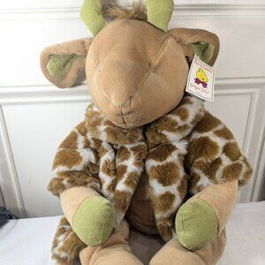 Vintage Chrisha Playful Plush Giraffe large‎ stuffed animal fur coat 1988 w/ tag